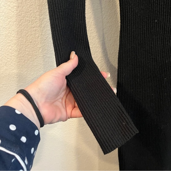 Jonathan Simkhai size small black ribbed Kenny midi dress slit pull on - Picture 5 of 10